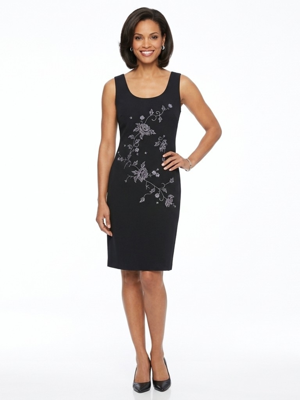 NWT Jessica Howard Navy Floral Embroidered Sheath Dress Size 8
